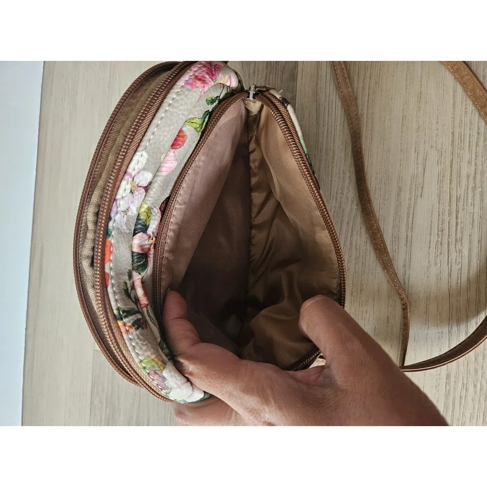 MultiSac Dynamic Mini Crossbody Bag Beige Floral Butterfly Floral Purse Wallet